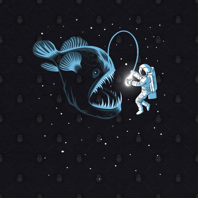 Abyssal fish hunting an astronaut by albertocubatas